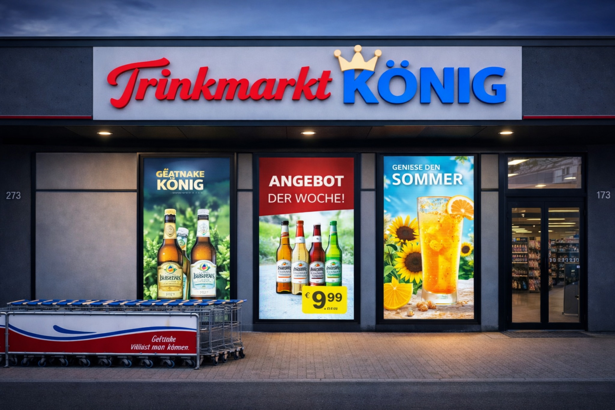 Innenansicht Getränkemarkt mit digitalem Display