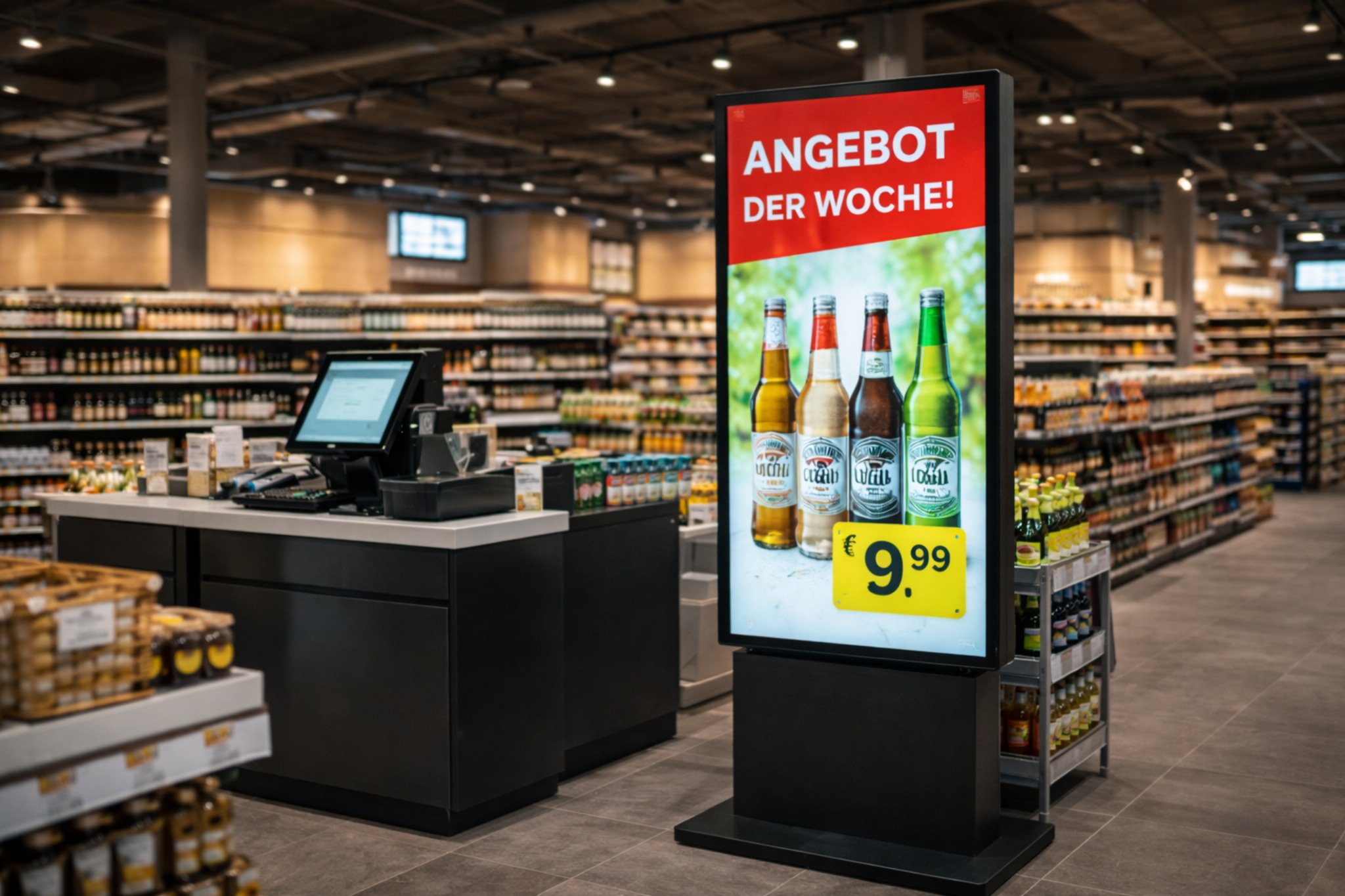 Außenansicht eines Getränkemarkts mit digitaler Sichtbarkeit