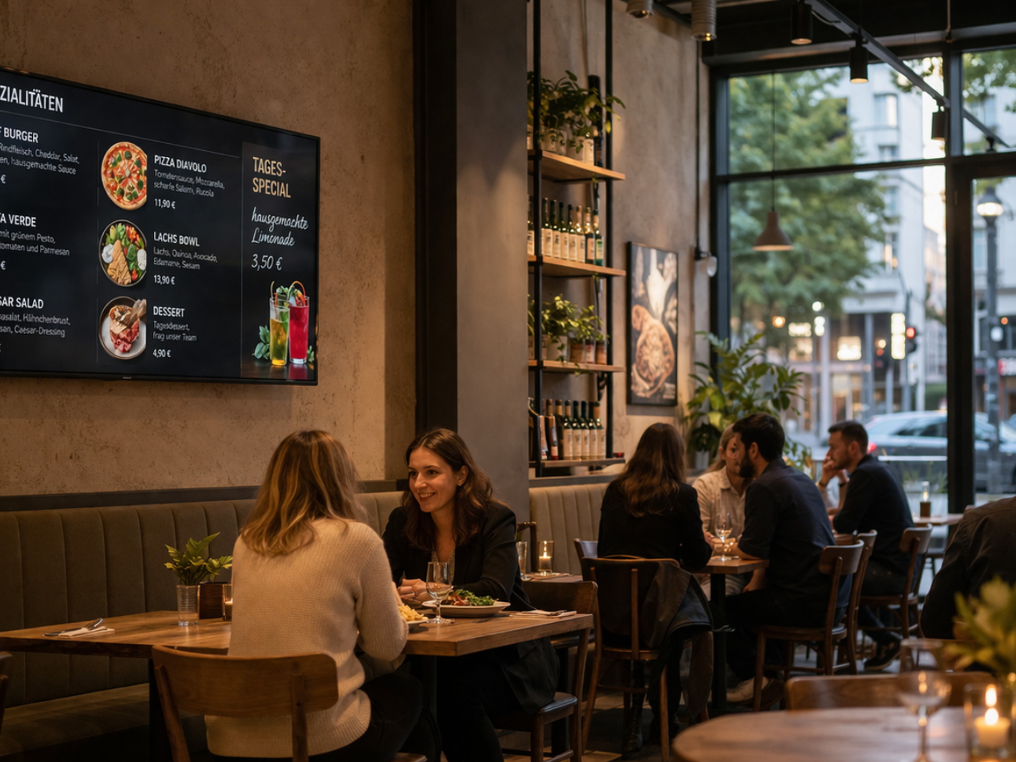 Café mit digitaler Sichtbarkeit im realen Raum