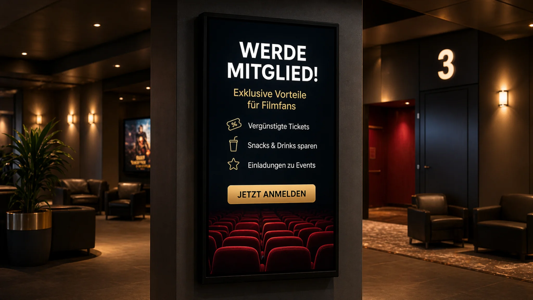 Mitgliederwerbung im Kino-Foyer