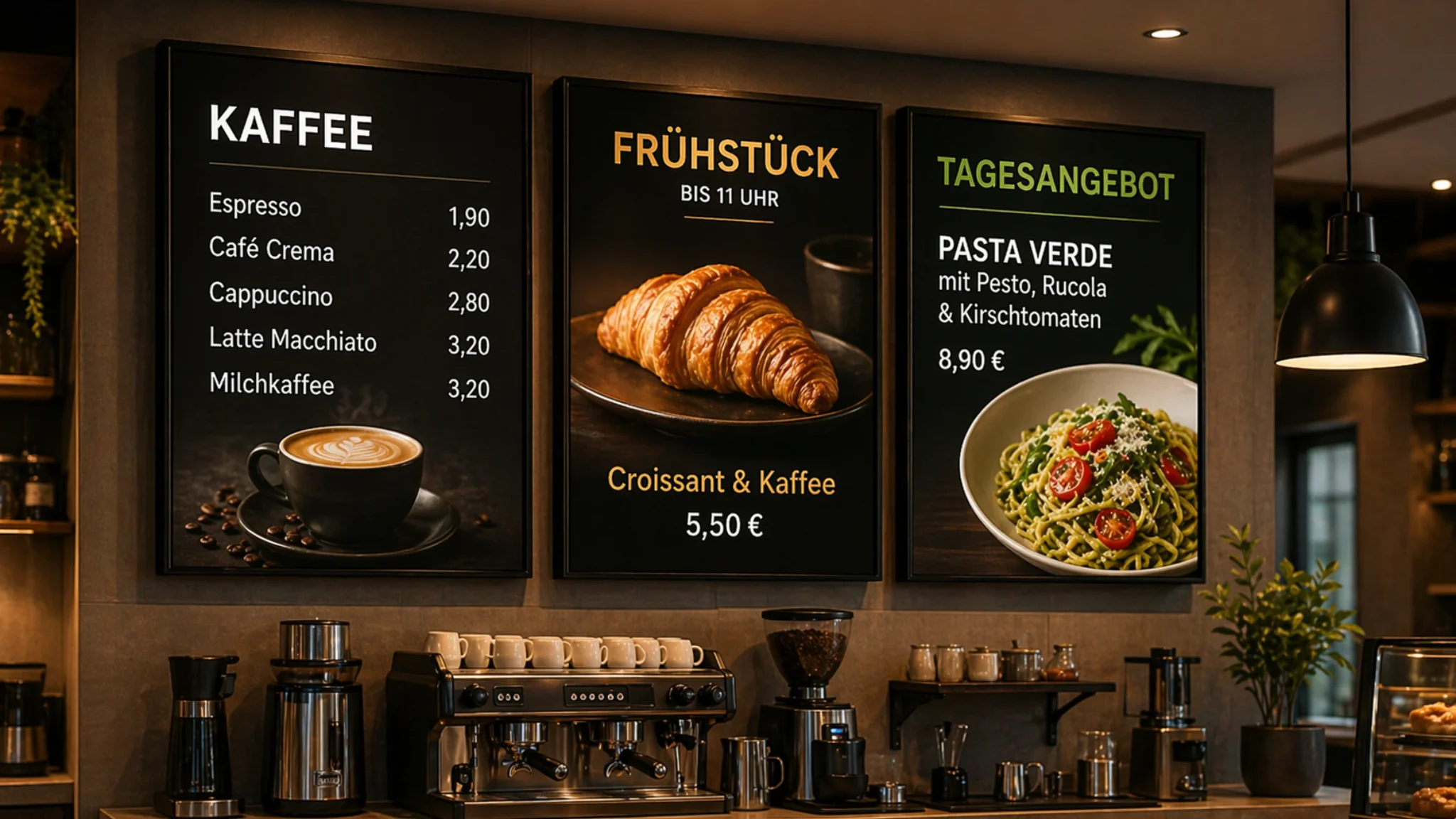 Digitale Menü- und Angebotskommunikation im Café